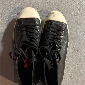 Black Leather Men's Sneakers
